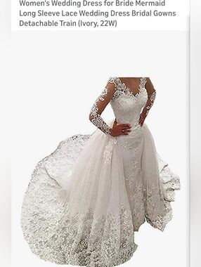 NEW GORGEOUS ELEGANT LACE Wedding GOWN Dress With DETACHABLE TRAIN SIZE 22W
